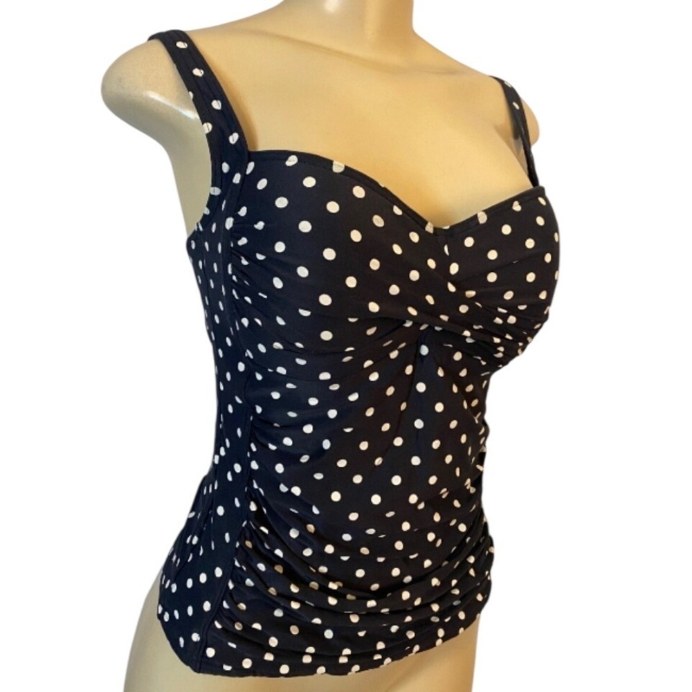 Bond-Eye Australia Polka Dot‎ Multi Fit Cup Ruched Tankini Top Swimwear